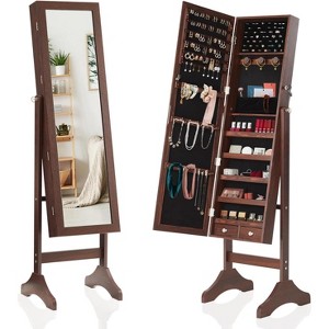 ELJGET 47.3" Freestanding Jewelry Armoire with Full-Length Mirror, Lockable Jewelry Organizer Cabinet, Large Storage - 1 of 4