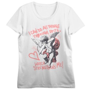 I Can Do All Things Through Spite Which Strengthens Me Women’s White Crew Neck Short Sleeve T-shirt - 1 of 3