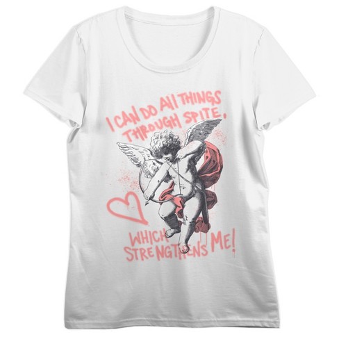 I Can Do All Things Through Spite Which Strengthens Me Women’s White Crew Neck Short Sleeve T-shirt - image 1 of 3