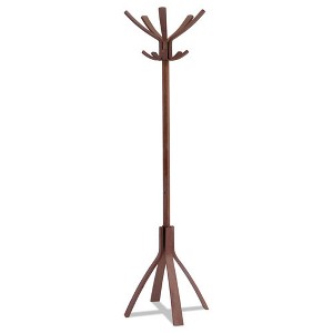 Alba Cafe Wood Coat Stand, Ten Peg/Five Hook, 21.67w x 21.67d x 69.33h, Espresso Brown - 1 of 4