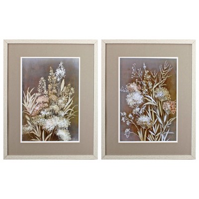 HomeRoots Set of Two Brown Wild Flower Framed Art