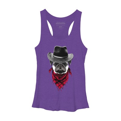 Women's Design By Humans Cowboy Pug By clingcling Racerback Tank Top