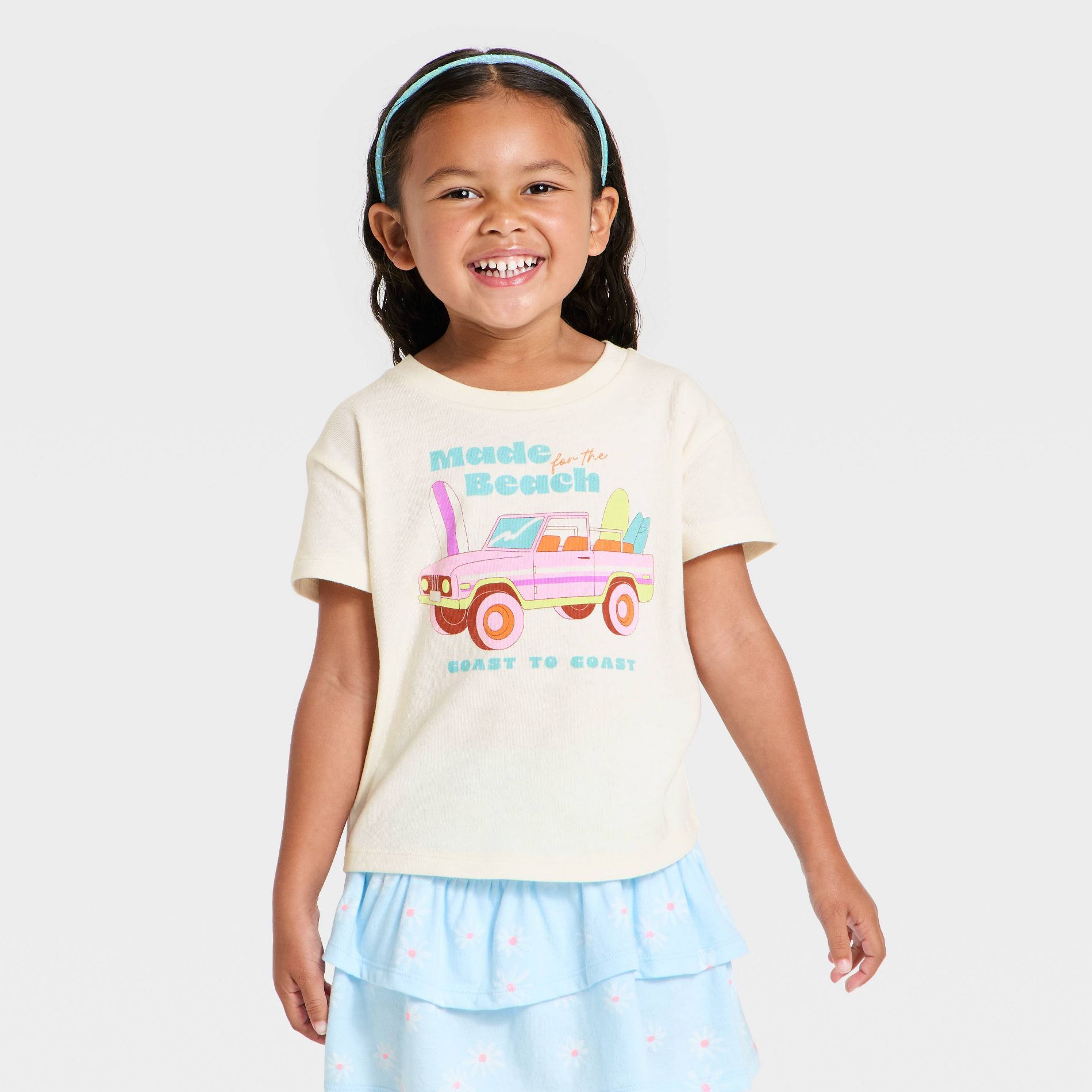 Toddler Girls' Short Sleeve Made for the Beach Graphic Relaxed T-Shirt - Cat & Jack™ Cream