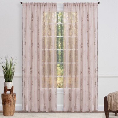 Chanasya 2pk Embroidered Botanical Floral Sheer Window Curtain Panels - Set of 2