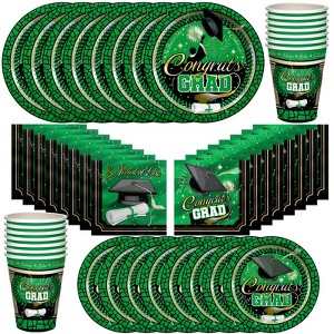 Treasures Gifted Green Graduation Party Tableware Classic Set for 24 Guests - 1 of 1