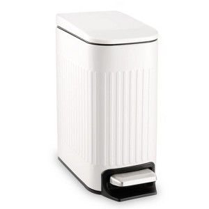 Slim Bathroom Trash Can with Lid Soft Close, 6 Liter/1.6 Gallon Stainless Steel Small Garbage Can - 1 of 4