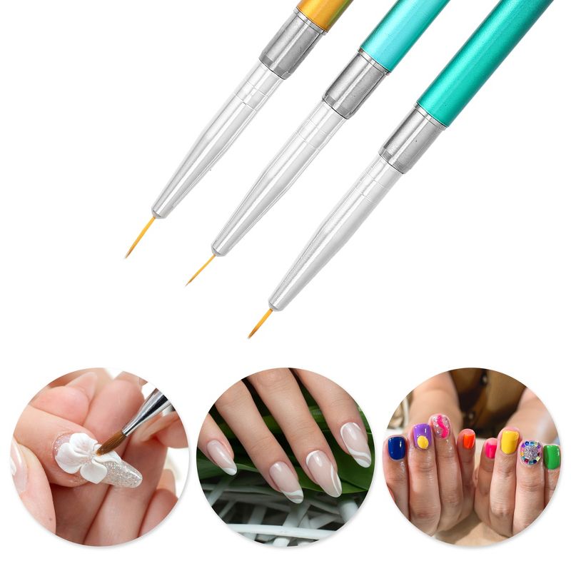 Unique Bargains Double Ended Nail Art Brushes 3 Pcs Nail Design Tool Kit Including Nail Liner Brush and Nail Dotting Pen, 2 of 7