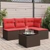 vidaXL 5 Piece Patio Sofa Set with Cushions Brown Poly Rattan - 2 of 4