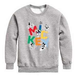 Boys' - Disney - Mickey Playing Sports Graphic Long Sleeve Fleece Sweatshirt - 1 of 4