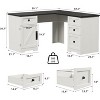Executive L Shaped Desk, Farmhouse Home Office Desk with File Drawers and Storage Cabinet, Corner Computer Desk with Adjustable Side Storage Cabinet - 2 of 4