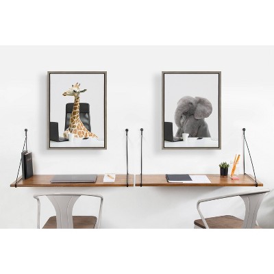 18" x 24" Sylvie Eleanor the CEO by The Creative Bunch Studio Framed Wall Canvas Gray - Kate & Laurel All Things Decor