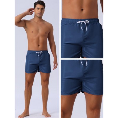 INSPIRE CHIC Men's Casual Lightweight Solid Color Elastic Waist Drawstring Summer Beach Board Shorts Dark Blue 30 — фото 4