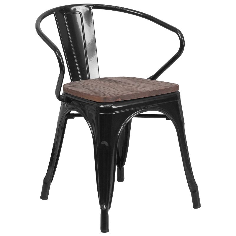 Emma and Oliver Metal Chair with Wood Seat and Arms, 1 of 11