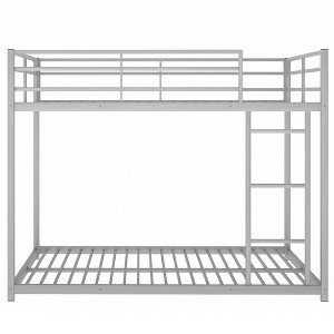 CSBDHome Full over Full Metal Bunk Bed, Low Bunk Bed with Ladder - 1 of 4