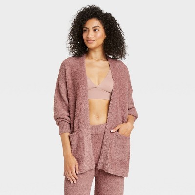 Image of Women's Feather Yarn Lounge Cardigan - Stars Above™ Mauve XS/S