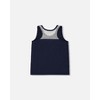 Deux par Deux Girl Organic Cotton Tank Top Navy Blue and Toucan - 2 Years - 3 of 4