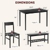 Dining Table Set for 4 with Chairs and Bench, Modern Kitchen Dining Table, Metal and Wood Design, for Small Apartments - 2 of 4