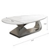 Gulches Modern Sintered Stone Coffee Table Faux Marble Top (Scratch/Heat-Resistant), Pebble-Inspired Shape,Stainless Steel Base - 2 of 4