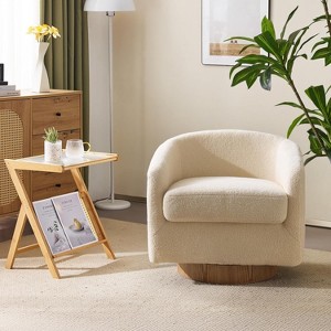 VINGLI 360°Swivel Accent Chair with Engineered Wood Base and Removable Cushion for Living Room, Bedroom - 1 of 4