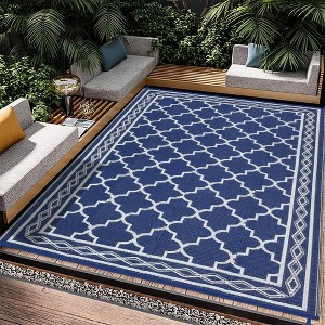 Reversible Rug, Waterproof Geometric Mat for Patio, Deck & Picnics - 1 of 4