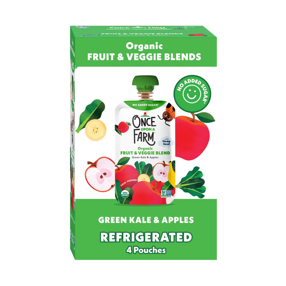 Once Upon a Farm Green Kale & Apples Organic Kids' Snack - 4ct/3.2oz Pouches