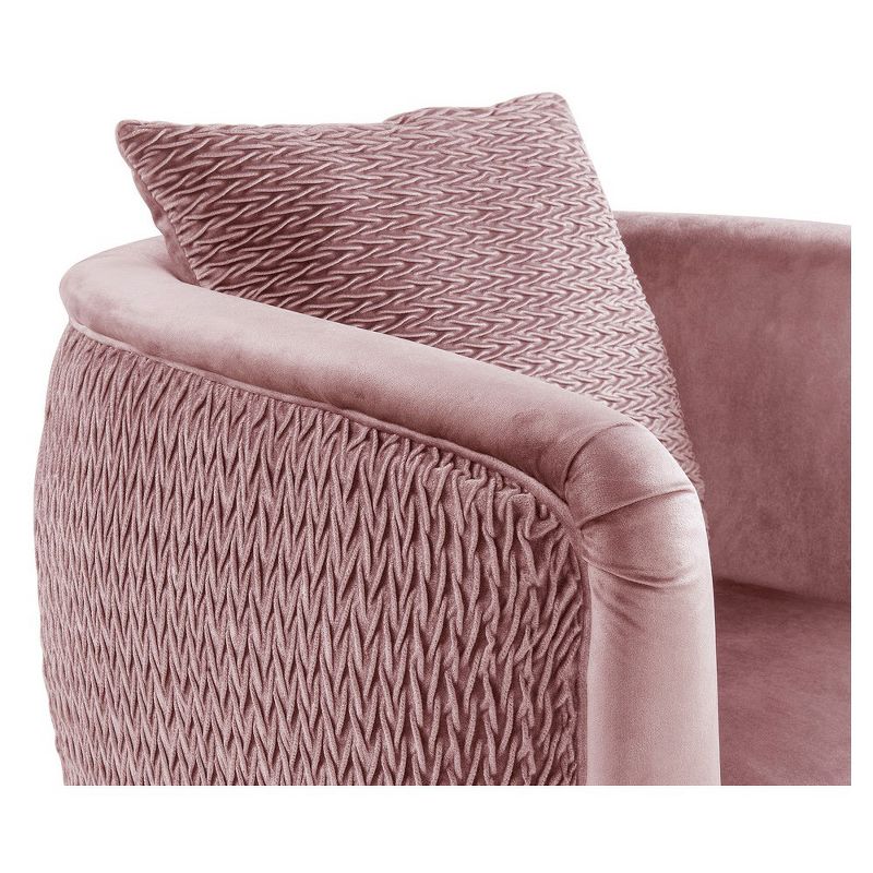 Simple Relax Velvet Barrel Accent Chair with Metal Legs in Pink, 4 of 5