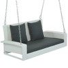 2-Person Patio Wicker Porch Swing with Chains, Cushion and Pillow, Rattan Hanging Bench for Garden/Backyard/Pond 4A - ModernLuxe - 4 of 4