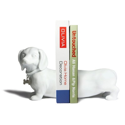 Danya B Dachshund Dog Bookend Set White : Target