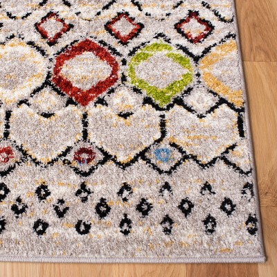 Light Grey Multi Geometric Synthetic Area Rug 5'1" x 7'6"