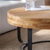 ORRD Modern Round Coffee Table, Wood Carving Pattern with Metal Legs for Living Room & Office, Black - 4 of 4