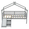NicBex Twin Loft Bed Low Height Pine Bed Frame House Shape Design with Slide, Inclined Ladder and Full Length Guardrail, No Box Spring Required - 3 of 4