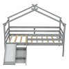 NicBex Twin Loft Bed Low Height Pine Bed Frame House Shape Design with Slide, Inclined Ladder and Full Length Guardrail, No Box Spring Required - image 3 of 4