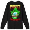 Pabst Blue Ribbon Grunge Neon Color Art Adult Black Long Sleeve Tee - 3 of 4