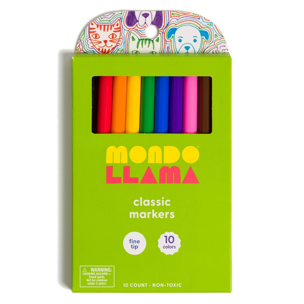 10ct Fine Tip Markers - Mondo Llama