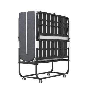 Munora - Twin Folding Rollaway Bed with 4.7" Memory Foam Mattress - Heavy Duty Metal Frame, 450 lbs Capacity - Black - 1 of 4