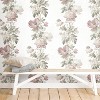 RoomMates Vintage Floral Stripe Peel and Stick Wallpaper Pink: Self-Adhesive Vinyl, Botanical Pattern, 28.3 Sq Ft Coverage - 2 of 4