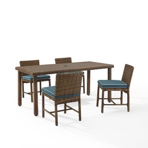 5pc Bradenton Outdoor Steel Dining Set Navy/Weathered Brown - Crosley: Polyester Cushions, UV-Resistant - 1 of 4