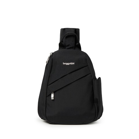 Baggallini Women's Medium Crossbody Sling Backpack - Black/Sand