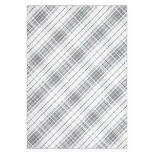 Washable Modern Striped Rug Non Slip Low Pile Rug Soft Throw Floor Cover Foldable Indoor Carpet for Living Room Bedroom Nursery - 1 of 4