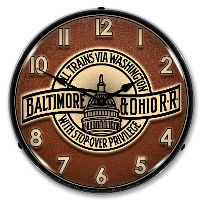 Collectable Sign & Clock | B&O Railroad 3 LED Wall Clock Retro/Vintage, Lighted