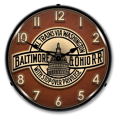 Collectable Sign & Clock | B&O Railroad 3 LED Wall Clock Retro/Vintage, Lighted