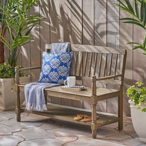 Classic Wooden Bench with storage space-Christopher Knight Home - 1 of 4