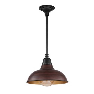 12.25" 1-Light Jasper Farmhouse Industrial Iron LED Pendant - JONATHAN Y - 1 of 4