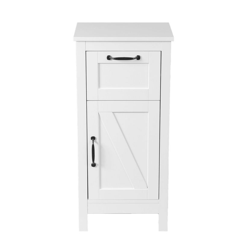 LuxenHome White MDF Wood 1-Door Bathroom Storage Cabinet, 1 of 13
