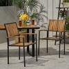 XINGHANZHENXUAN Gray 2 Pcs Modern Industrial Dining Chairs, Outdoor Patio Chairs with Vertical Slat Design for Backyard, Garden & Bistro - 3 of 4