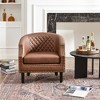 KINWELL 29 " W Tufted Faux Leather Barrel Chair PU Bar Club Chair - 2 of 4