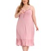 Agnes Orinda Women's Plus Size Nightgown Ruffle Hem Comfy Adjustable Strap Sleepdress - 2 of 4