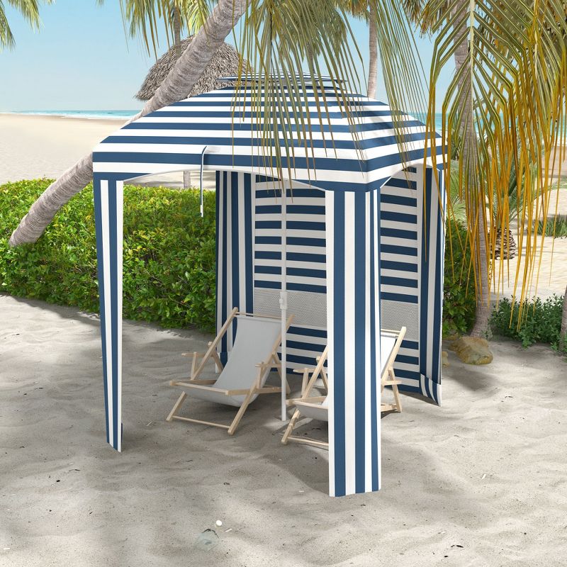 Outsunny 5.8' x 5.8' Cabana Umbrella, Outdoor Beach Umbrella with Double-top, Windows, Sandbags, Carry Bag, 3 of 7