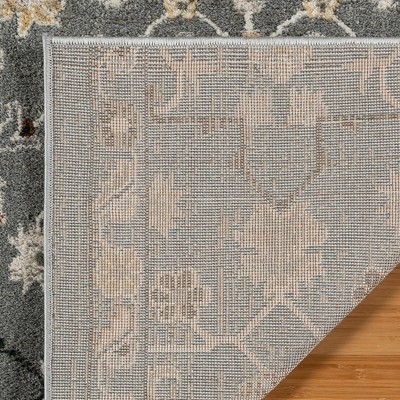 Dark Gray 8' x 10' Moroccan Floral Shag Area Rug
