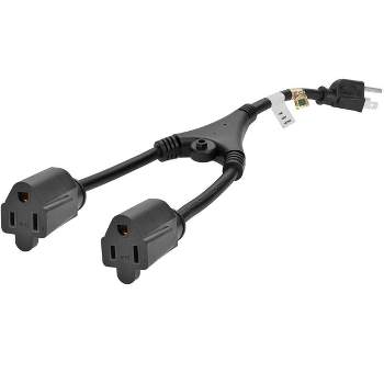 Monoprice Power Cord Splitter Cable - 1.17 Feet - Black | NEMA 5-15P to 2x NEMA 5-15R, 14AWG, 15A